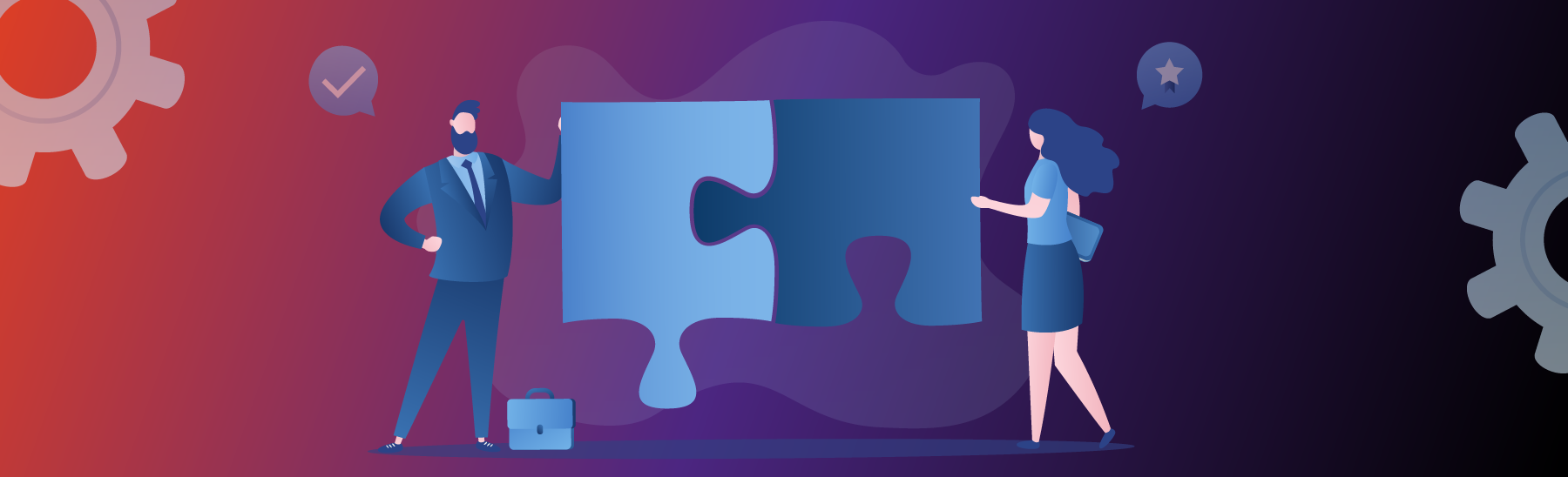 Ilustração de peça de quebra cabeça se encaixando 